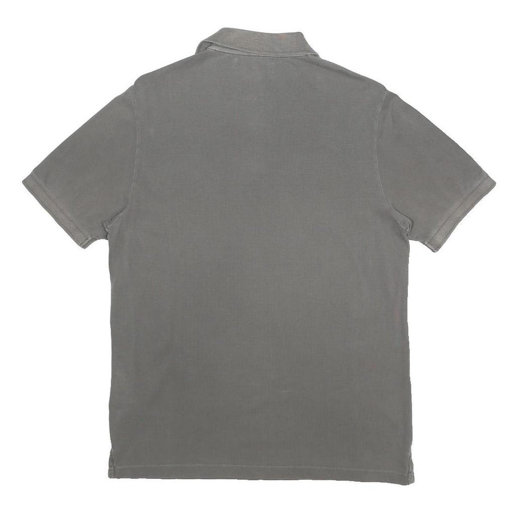 STONE ISLAND Mens Grey Short Sleeve Plain M Logo Patch Cotton Polo Shirt Slim