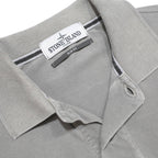 STONE ISLAND Mens Grey Short Sleeve Plain M Logo Patch Cotton Polo Shirt Slim