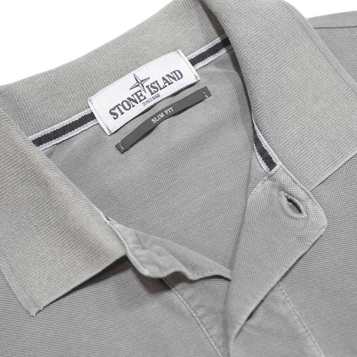 STONE ISLAND Mens Grey Short Sleeve Plain M Logo Patch Cotton Polo Shirt Slim