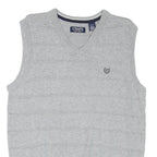 CHAPS Mens Grey Plain V Neck Basic Knit S Sleeveless Cotton Blend Jumper Vest