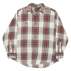TIMBERLAND Mens White & Red Plaid Long Sleeve Shirt L Cotton Blend Casual