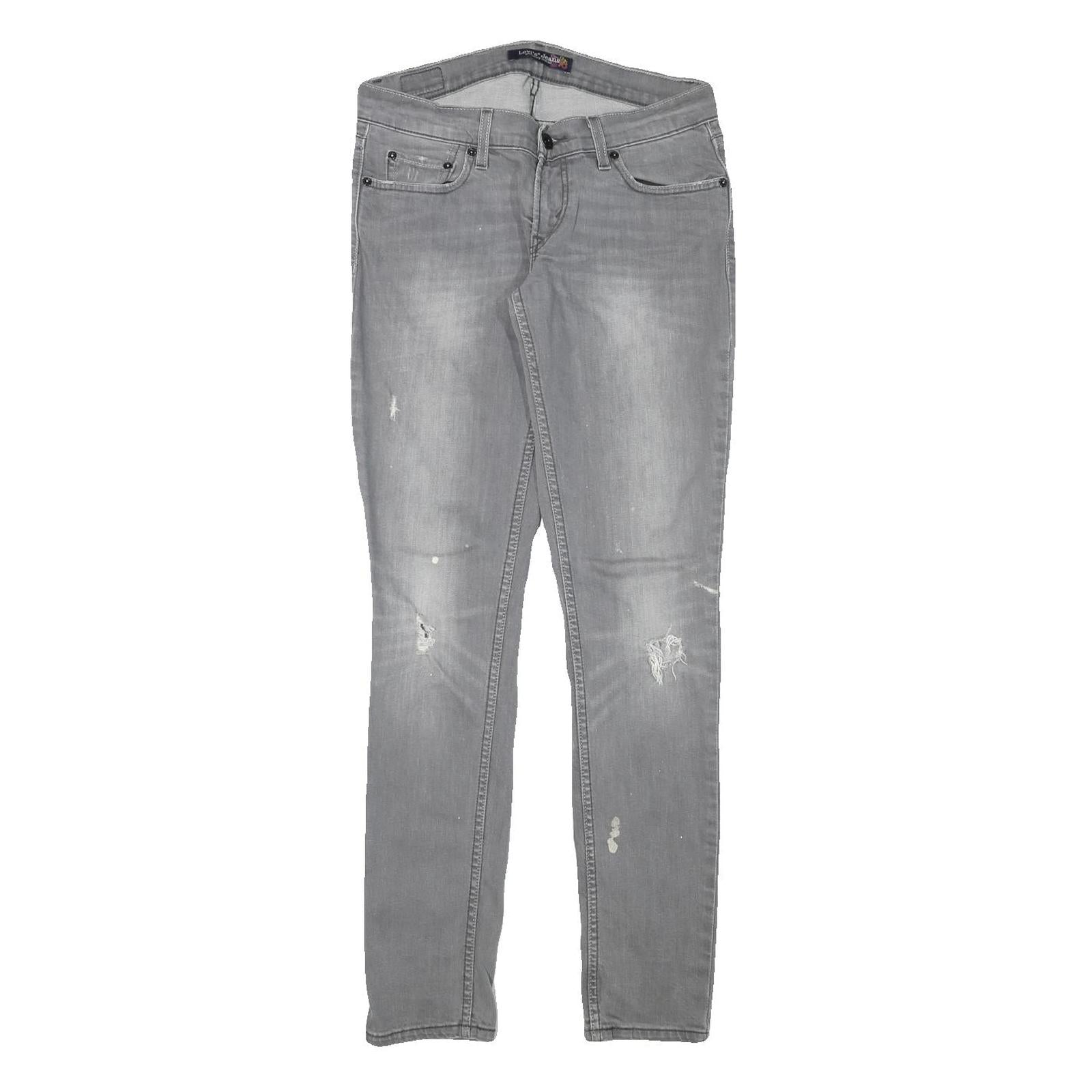 LEVI'S Womens Grey Slim Skinny Denim Light W29 L31 Distressed Cotton Blend Jeans