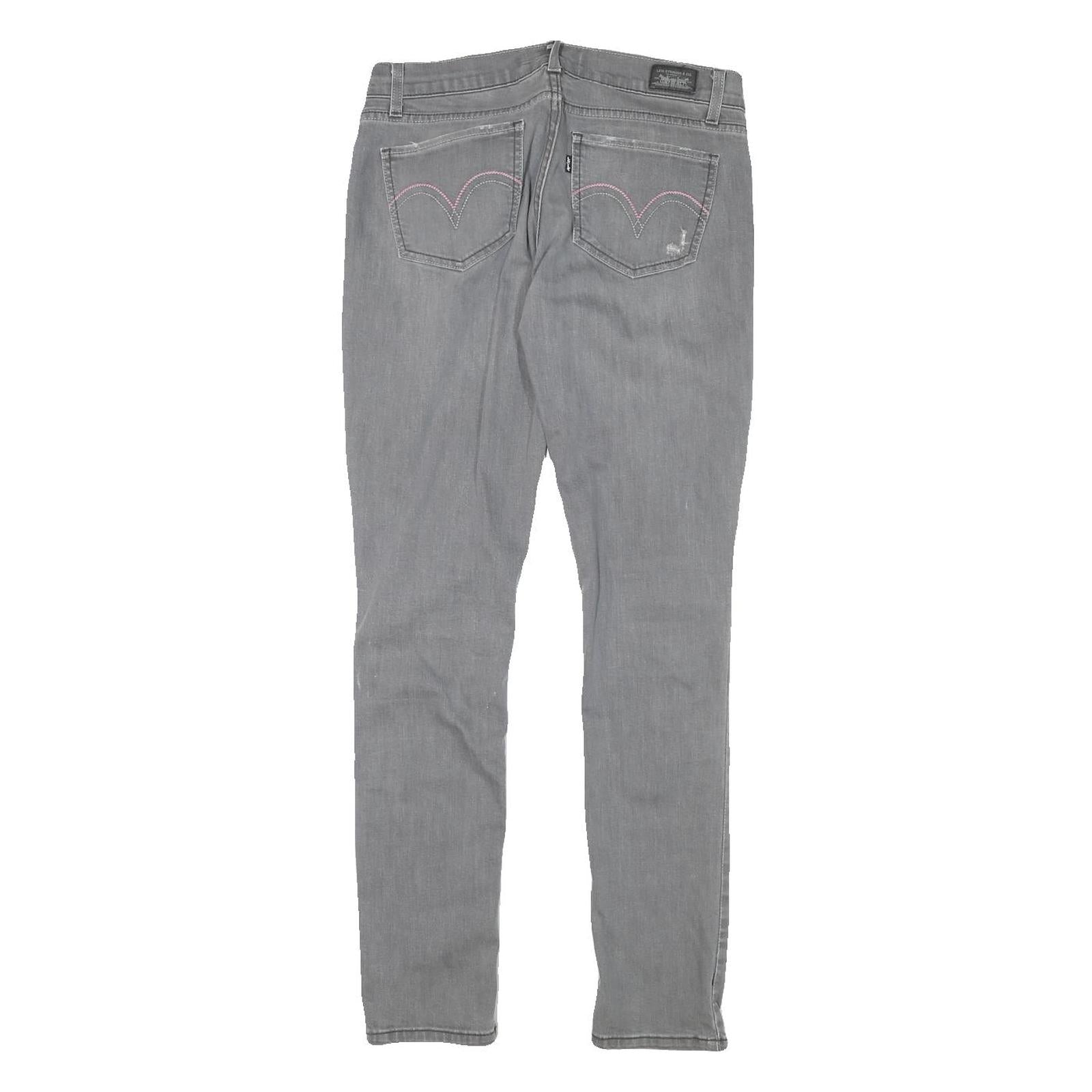 LEVI'S Womens Grey Slim Skinny Denim Light W29 L31 Distressed Cotton Blend Jeans
