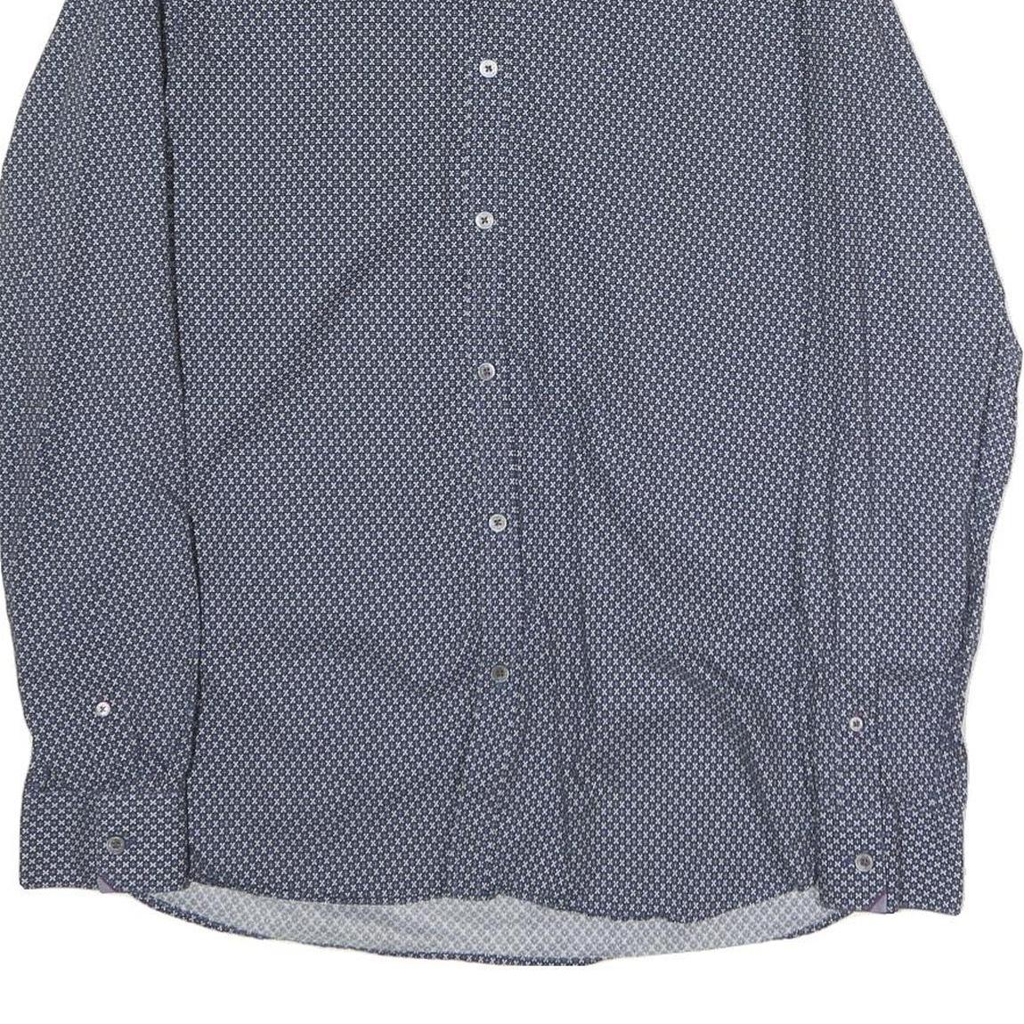 TED BAKER Mens Blue Pattern Cotton Shirt M Long Sleeve Classic Fit Elegant