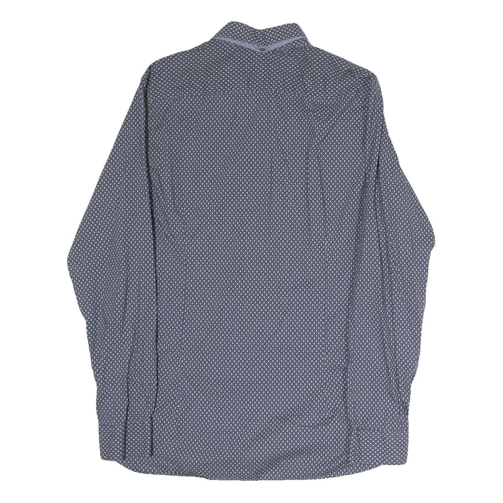 TED BAKER Mens Blue Pattern Cotton Shirt M Long Sleeve Classic Fit Elegant