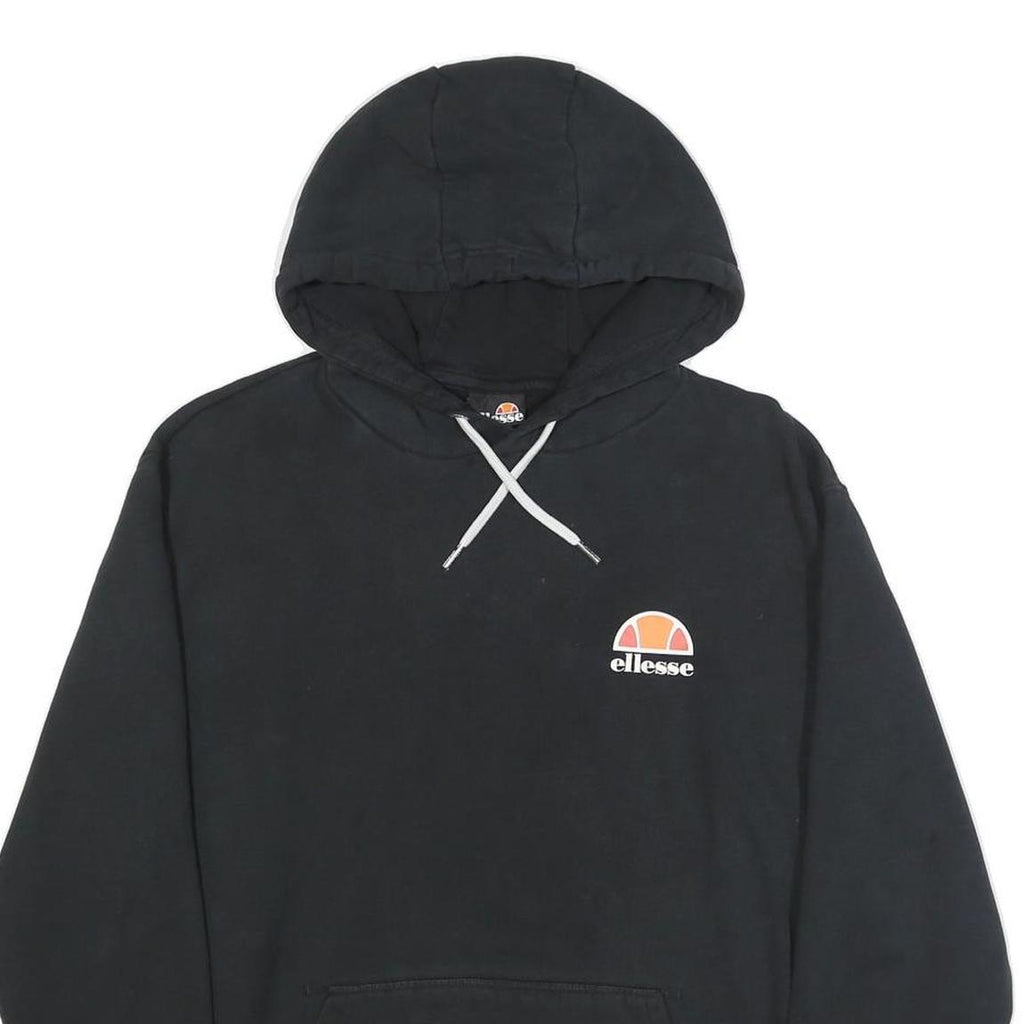 ELLESSE Mens Black Hoodie M Cotton Blend Classic Logo Pullover