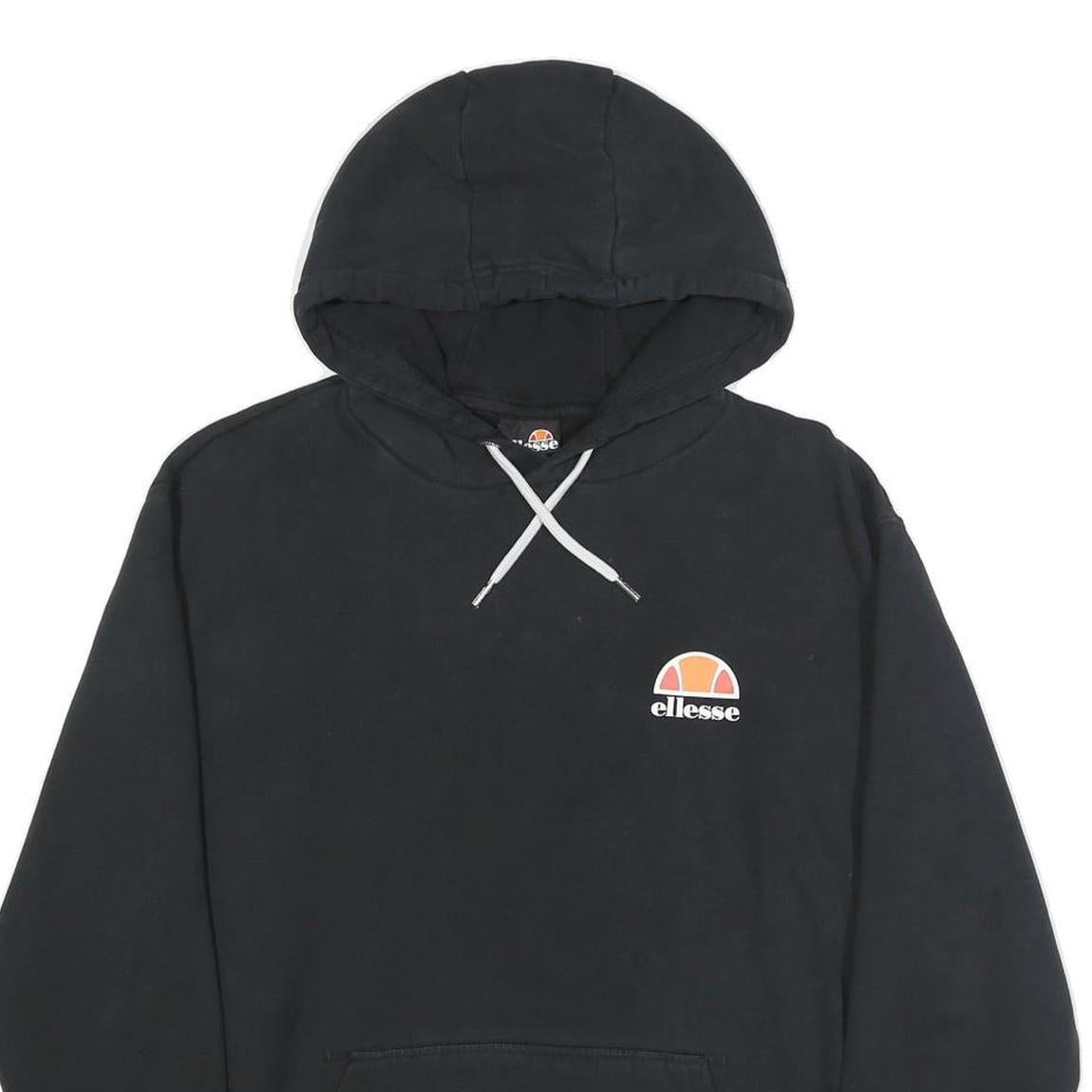 ELLESSE Mens Black Hoodie M Cotton Blend Classic Logo Pullover