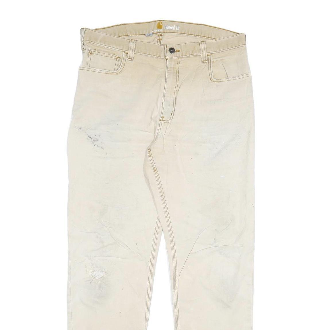 CARHARTT Mens Jeans Beige Regular Straight Denim W36 L34 Casual Workwear Durable