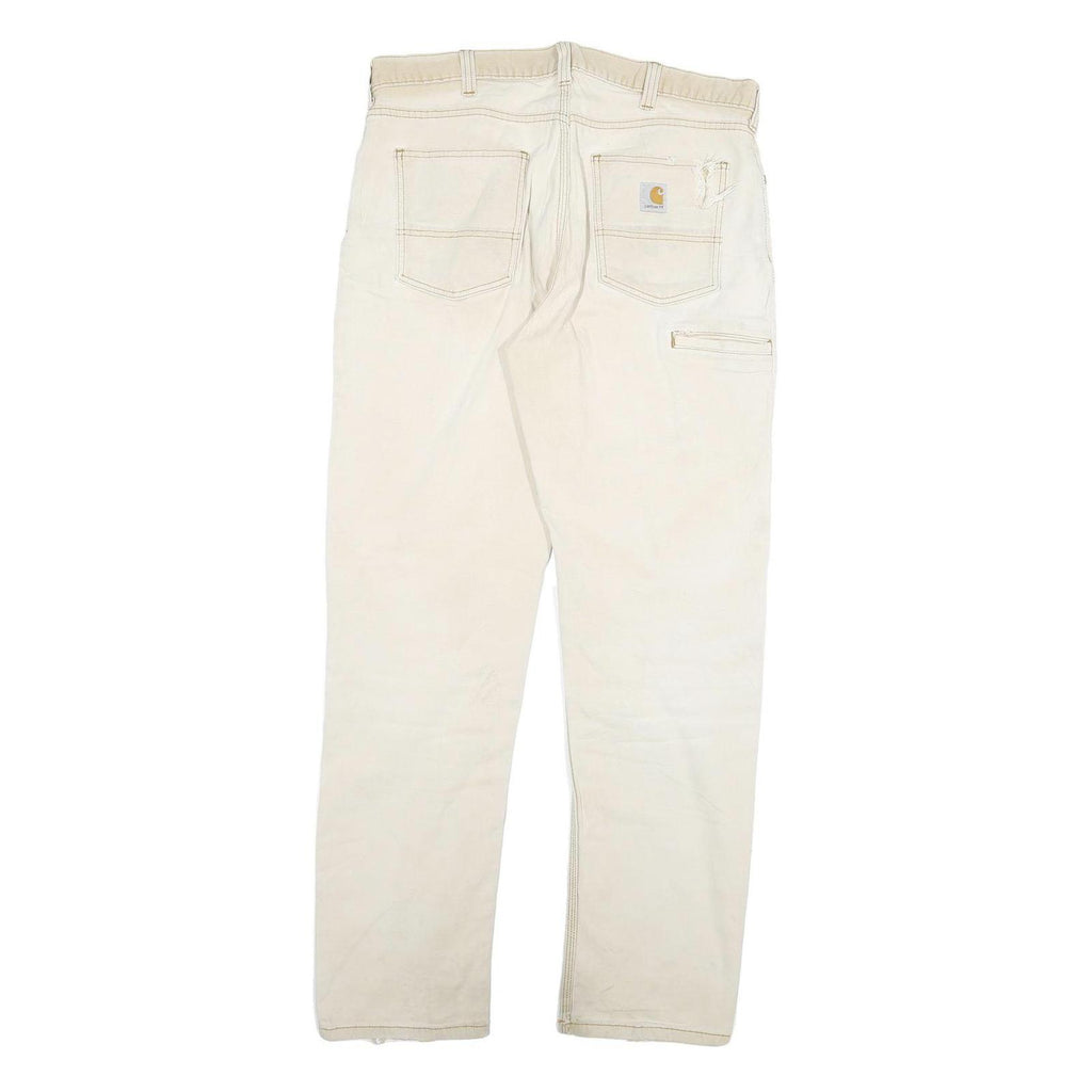 CARHARTT Mens Jeans Beige Regular Straight Denim W36 L34 Casual Workwear Durable