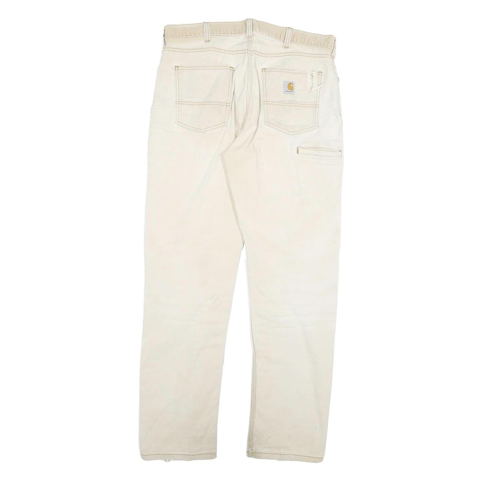 CARHARTT Mens Jeans Beige Regular Straight Denim W36 L34 Casual Workwear Durable