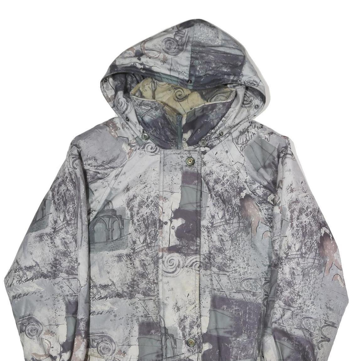 FUCHS & SCHMITT Womens Grey Jacket L Polyester Blend Printed Zip Hooded Casual