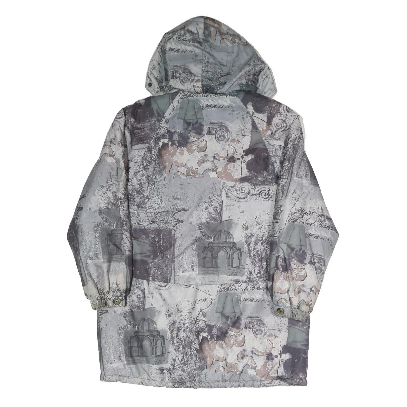 FUCHS & SCHMITT Womens Grey Jacket L Polyester Blend Printed Zip Hooded Casual