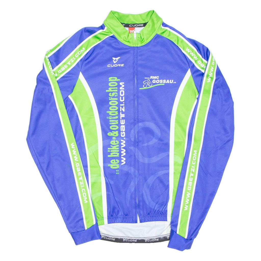 Cycling Mens Jersey Blue Long Sleeve 1/2 Zip S