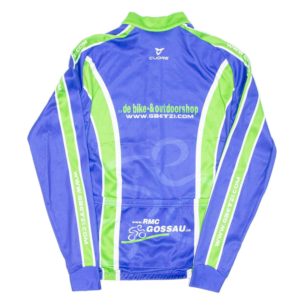 Cycling Mens Jersey Blue Long Sleeve 1/2 Zip S