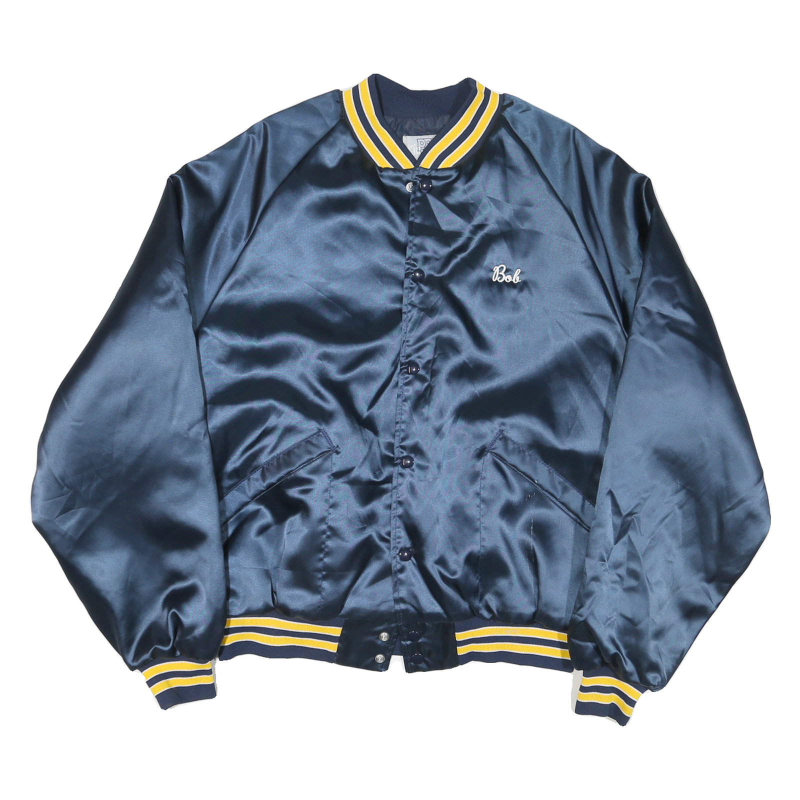 PRO FIT Mens Navy Blue Yellow Construction Consultant Button Jacket L Nylon