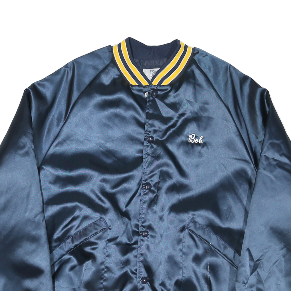 PRO FIT Mens Navy Blue Yellow Construction Consultant Button Jacket L Nylon