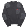 PROTECTAS Mens Black Patterned Jumper Crew Neck Basic Knit XS Patchwork Workwear