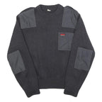 PROTECTAS Mens Black Patterned Jumper Crew Neck Basic Knit XS Patchwork Workwear