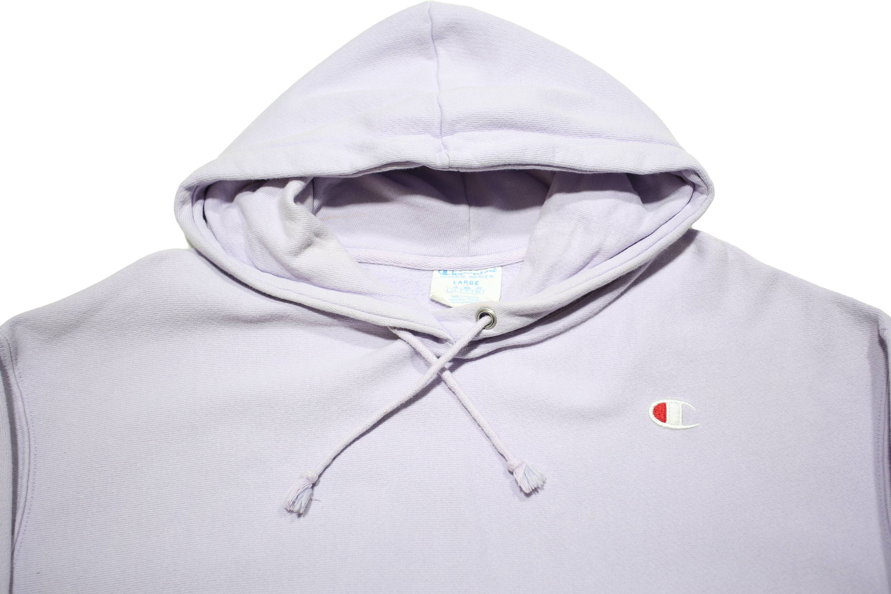 CHAMPION REVERSE WEAVE Womens Lilac Pullover Hoodie L Cotton Blend Casual