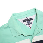 TOMMY HILFIGER Mens Green & Black Striped Short Sleeve Polo Shirt XL Cotton