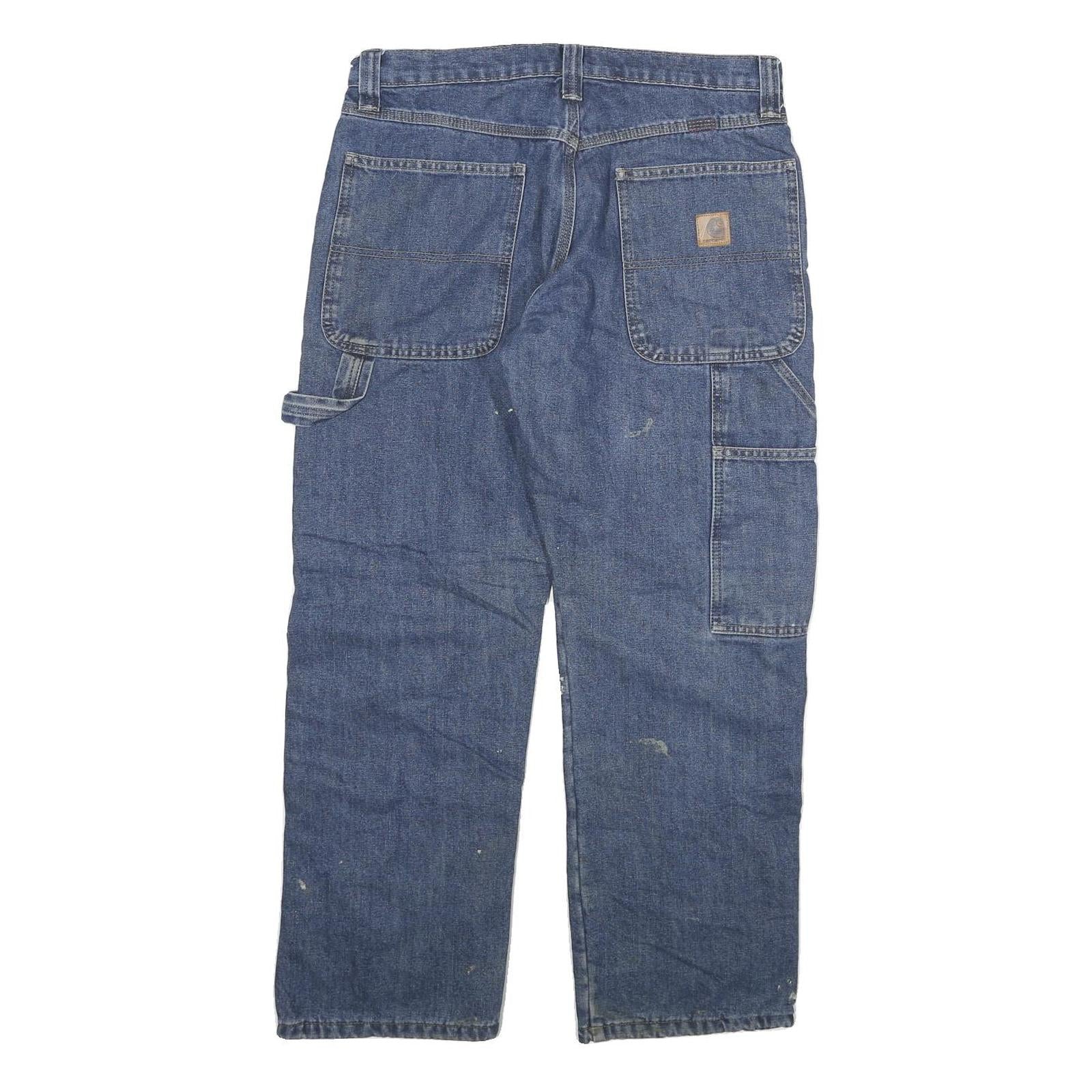 CARHARTT Mens Jeans Blue Regular Straight Denim W30 L27 Workwear Rugged Zip