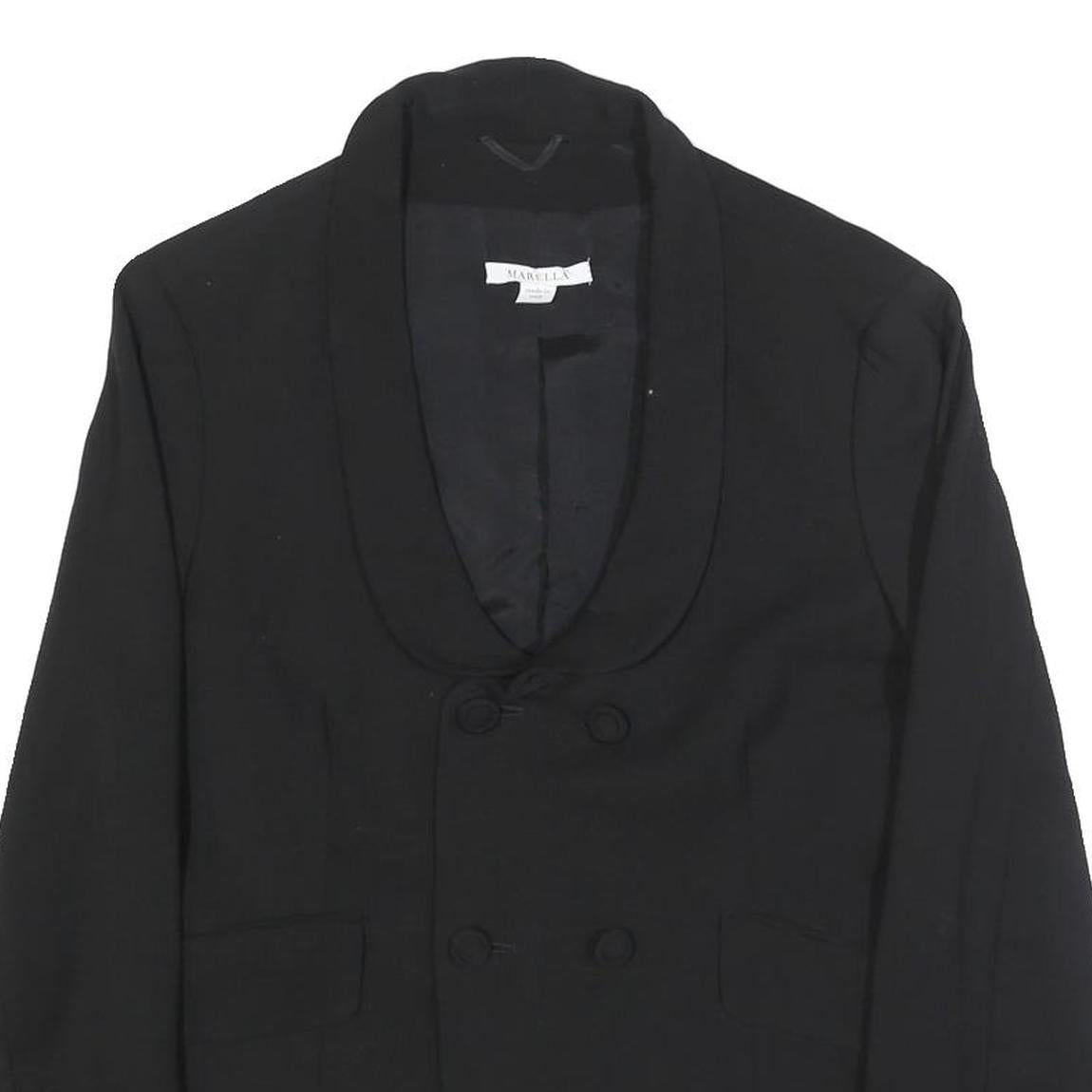 MARELLA Womens Black Wool Blend Shawl Collar Button Jacket UK 14 Tailored