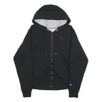 CHAMPION Mens Black Full Zip Hoodie S Cotton Blend Casual Sweatshirt