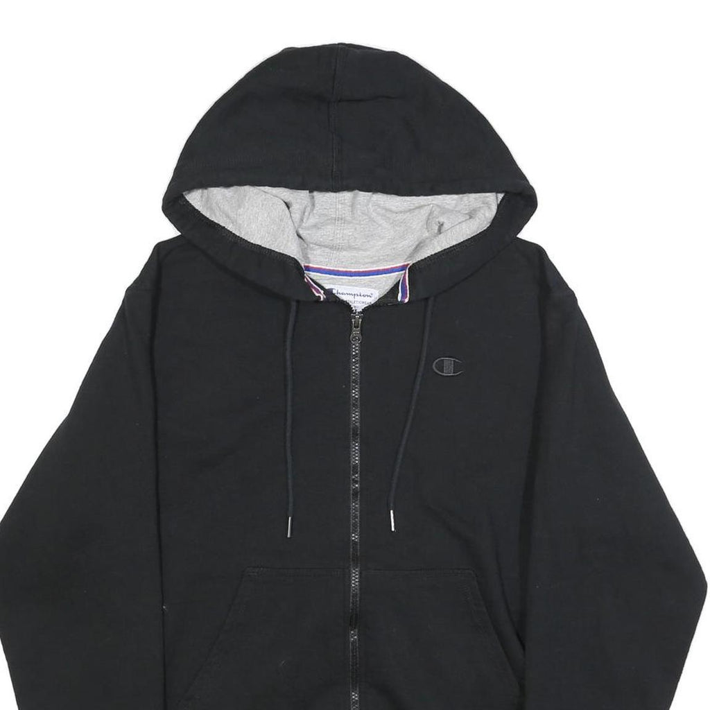 CHAMPION Mens Black Full Zip Hoodie S Cotton Blend Casual Sweatshirt