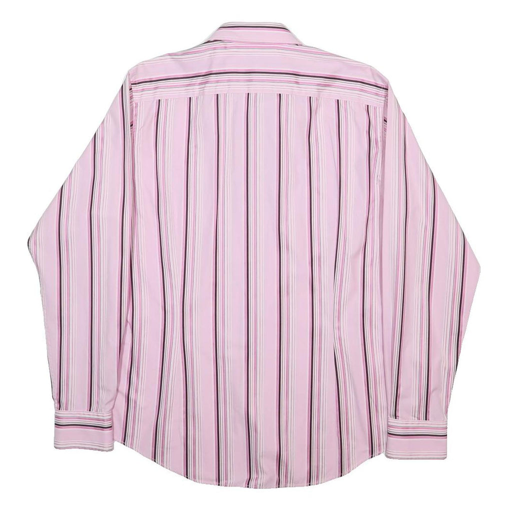 TED BAKER Mens Pink & Black Striped Shirt L Cotton Button Formal