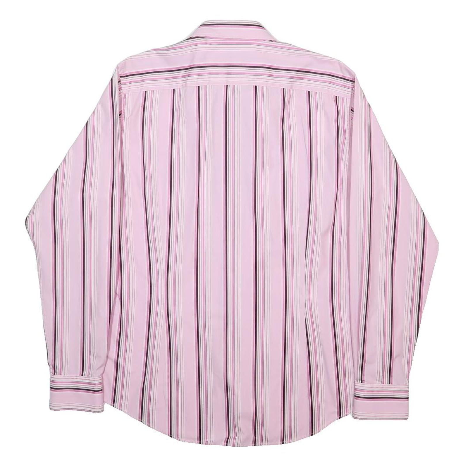 TED BAKER Mens Pink & Black Striped Shirt L Cotton Button Formal