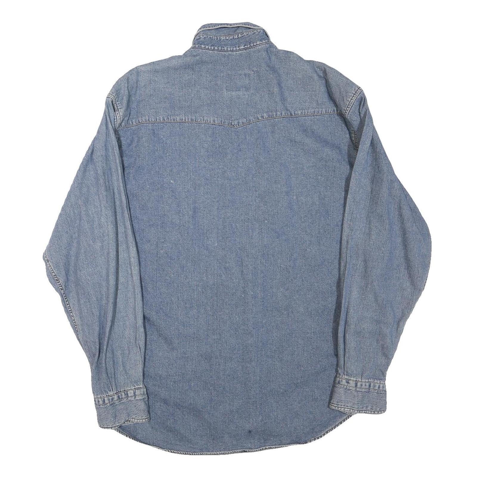 RIFLE Mens Blue Denim Shirt M Long Sleeve Button Front Casual Cotton Blend