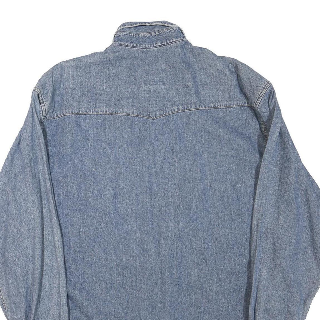 RIFLE Mens Blue Denim Shirt M Long Sleeve Button Front Casual Cotton Blend