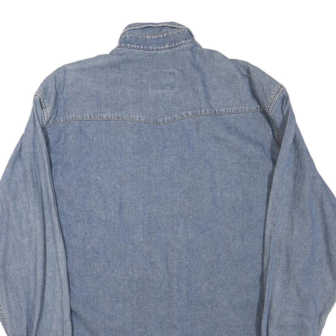 RIFLE Mens Blue Denim Shirt M Long Sleeve Button Front Casual Cotton Blend