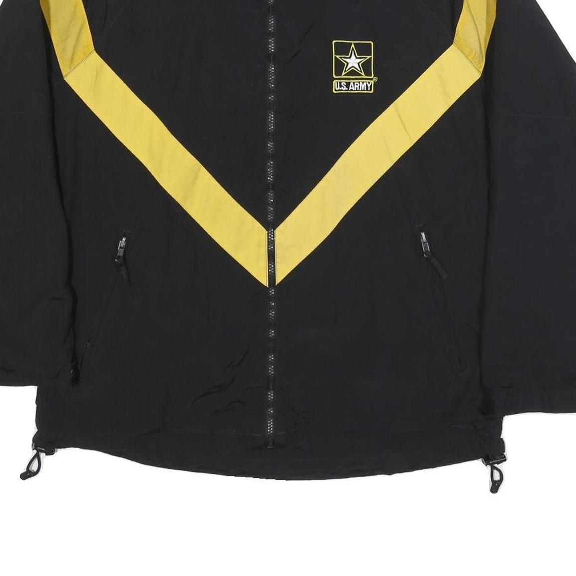 Mens Black & Yellow U.S. Army Logo Synthetic Zip Jacket M Plain Comfortable