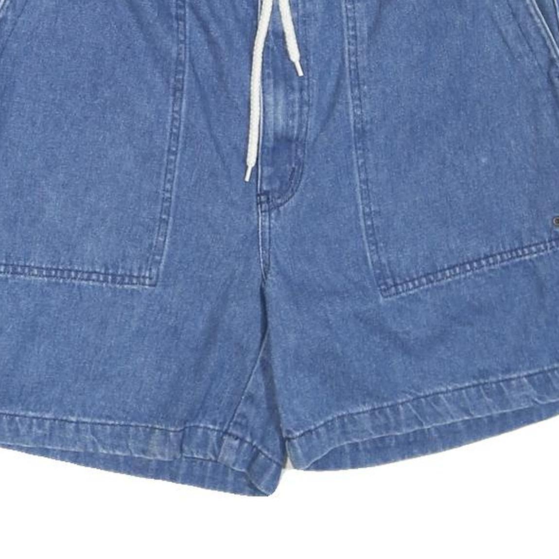 Mens Casual Blue Cotton Blend Drawstring Shorts L W36 Relaxed Fit