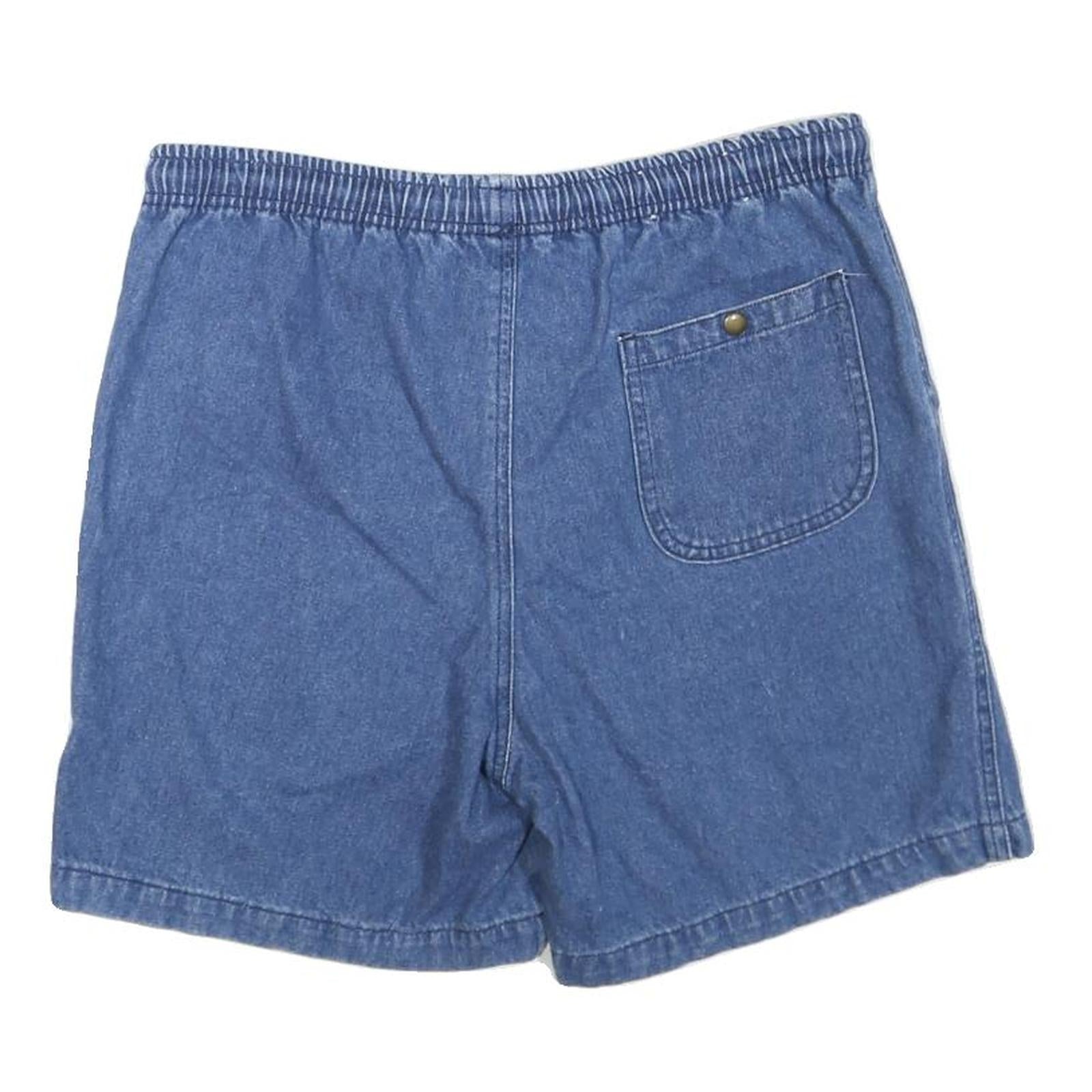 Mens Casual Blue Cotton Blend Drawstring Shorts L W36 Relaxed Fit