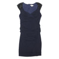 A DRESS Womens Navy Blue Bodycon Woven Plain Sleeveless Knee Length UK 16