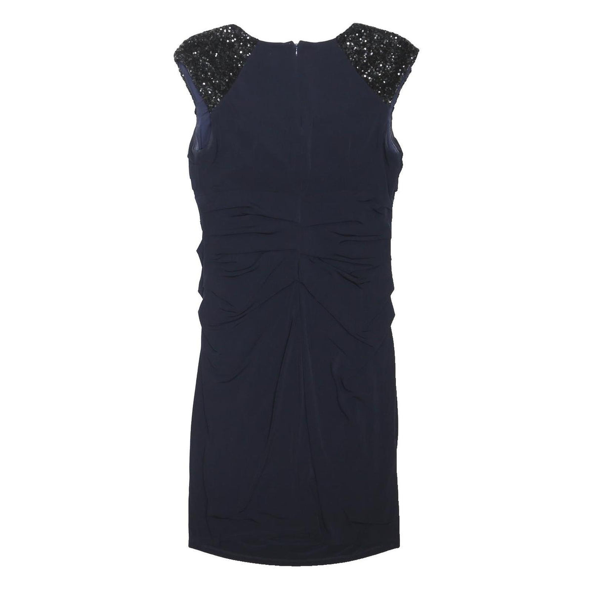 A DRESS Womens Navy Blue Bodycon Woven Plain Sleeveless Knee Length UK 16