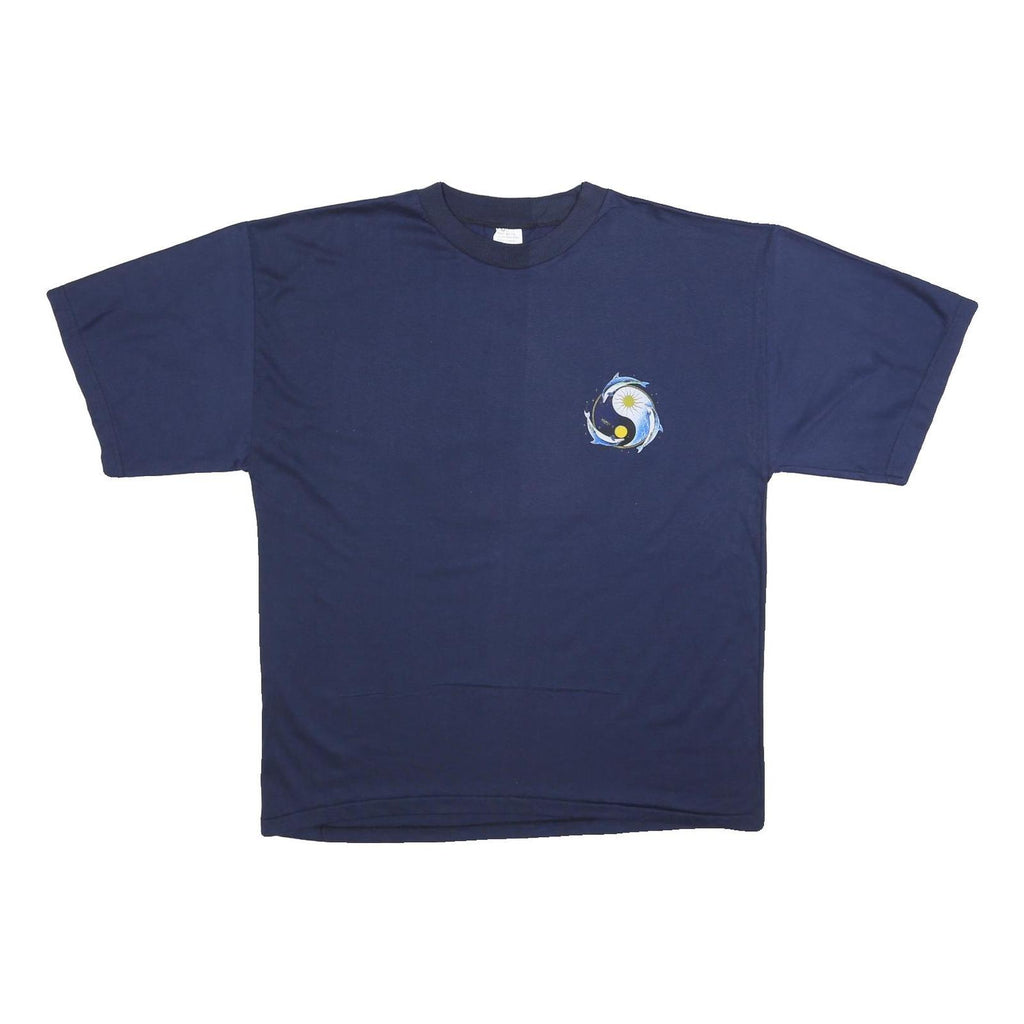 Mens Navy Blue Graphic T-Shirt XL Short Sleeve Crew Neck Preserve Our Oceans