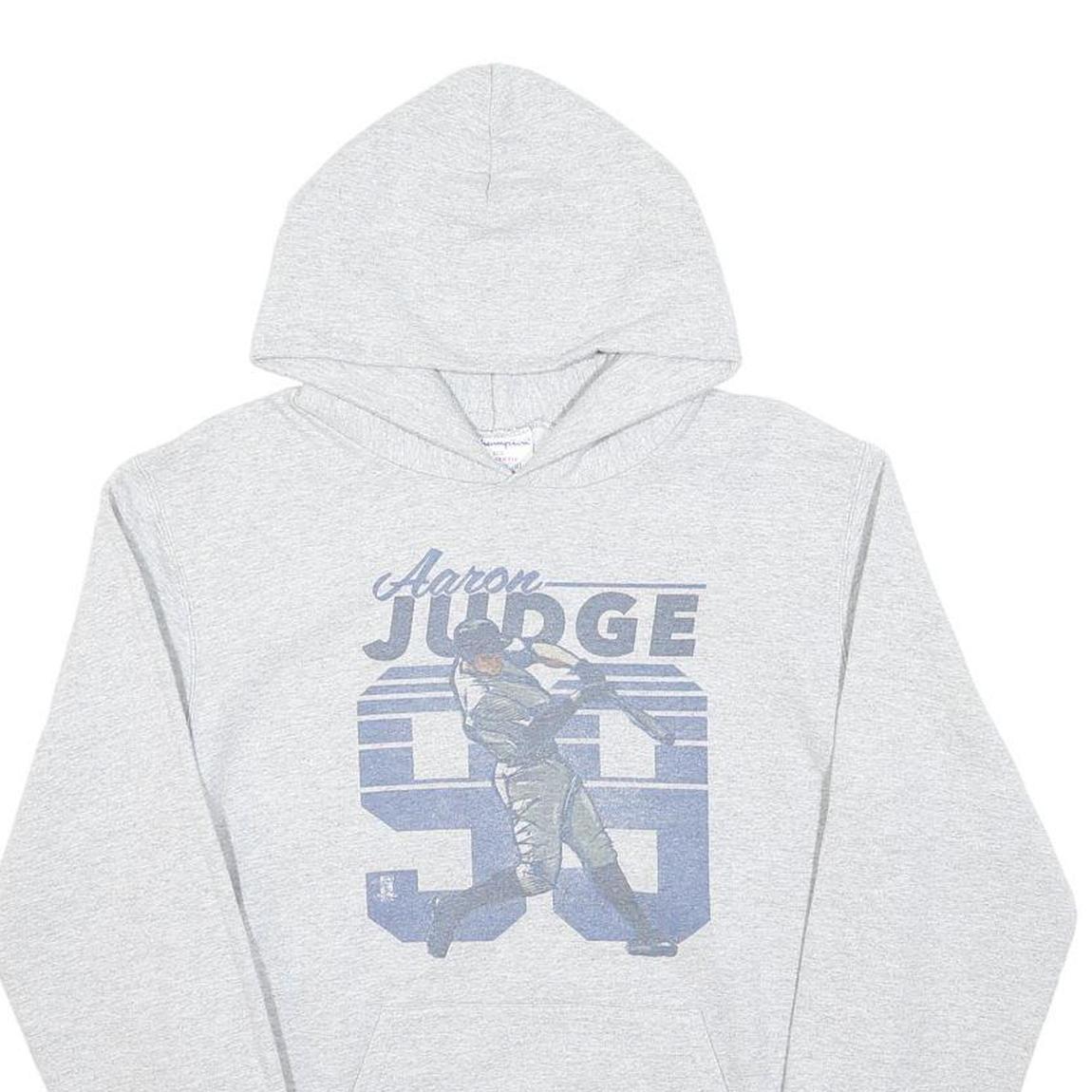 CHAMPION Boys Grey Aaron Judge Hoodie XL Baseball Cotton Blend Pullover