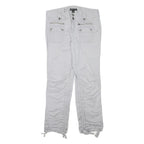 INC Womens White Cotton Blend Regular Leg Trousers W32 L28 Casual Zip Closure