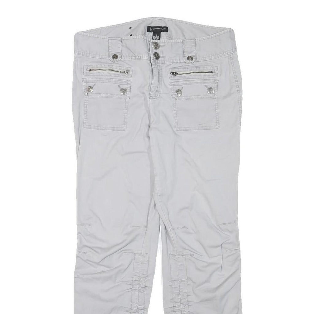 INC Womens White Cotton Blend Regular Leg Trousers W32 L28 Casual Zip Closure