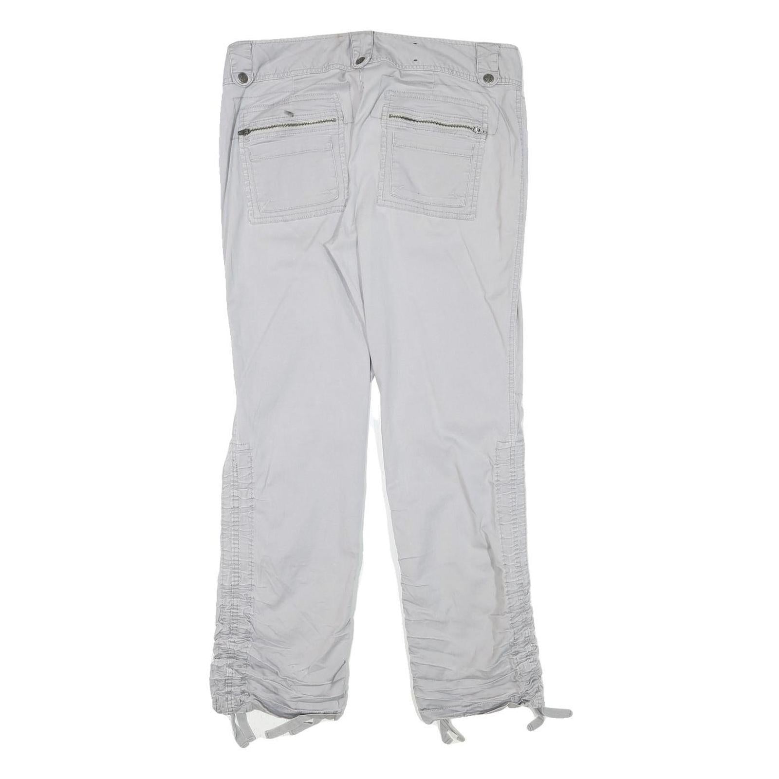 INC Womens White Cotton Blend Regular Leg Trousers W32 L28 Casual Zip Closure