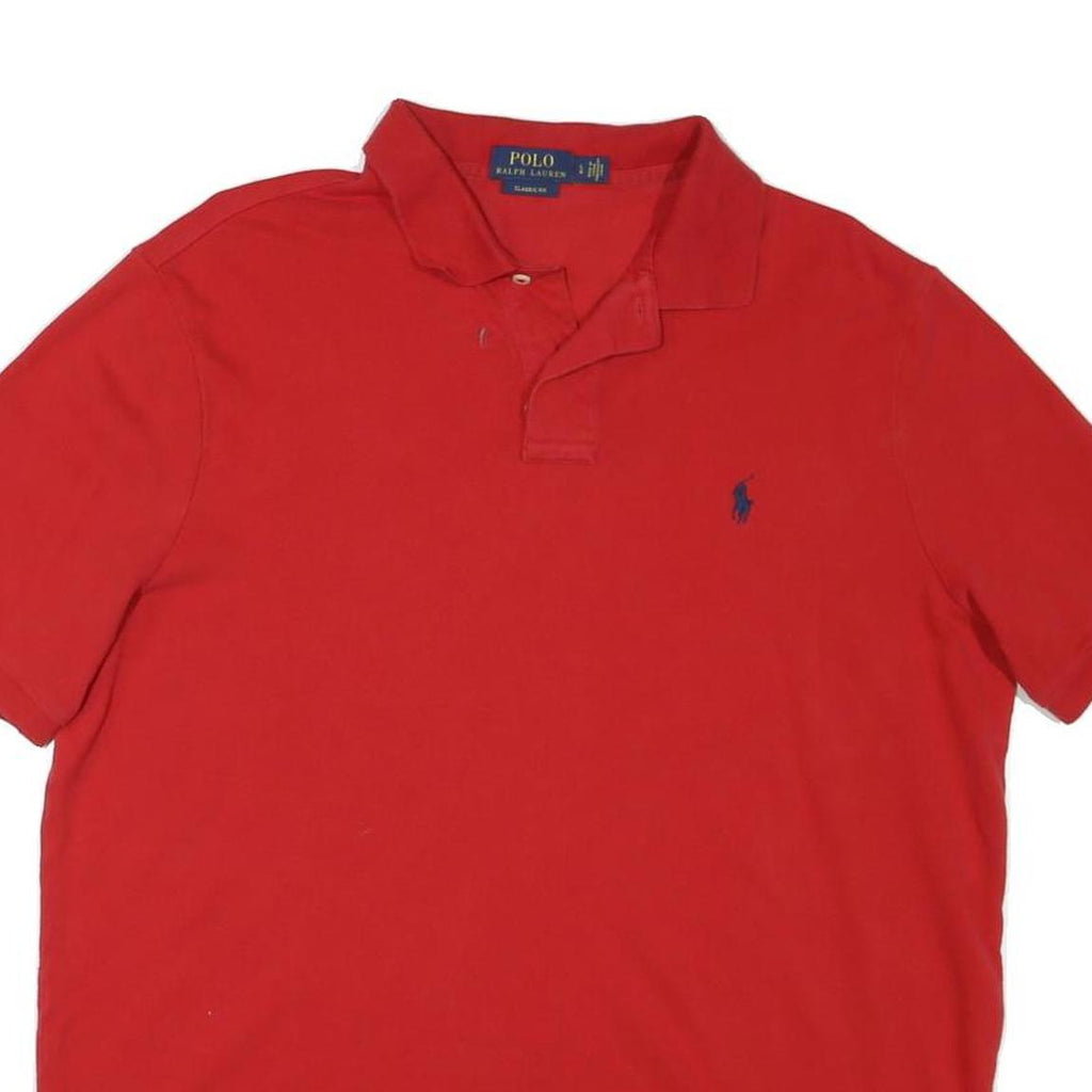 POLO RALPH LAUREN Mens Red Short Sleeve Plain L Cotton Blend Polo Shirt