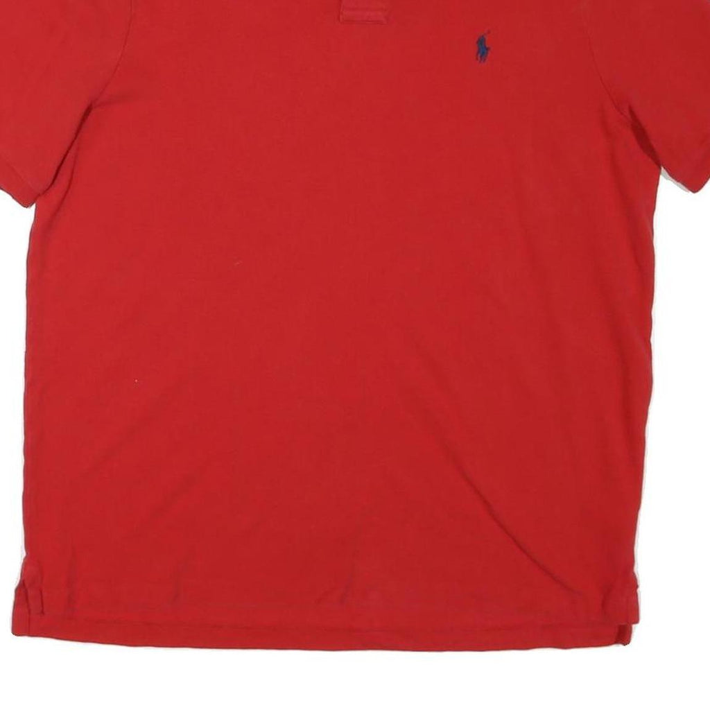 POLO RALPH LAUREN Mens Red Short Sleeve Plain L Cotton Blend Polo Shirt