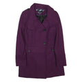 TOMMY HILFIGER Womens Purple Coat S Polyester Blend Plain Button Closure Elegant