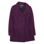 TOMMY HILFIGER Womens Purple Coat S Polyester Blend Plain Button Closure Elegant