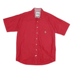CINCH Mens Red Casual L Cotton Shirt Short Sleeve Button Pocket
