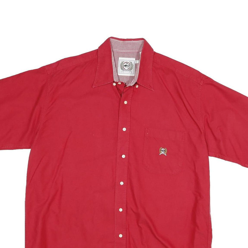 CINCH Mens Red Casual L Cotton Shirt Short Sleeve Button Pocket