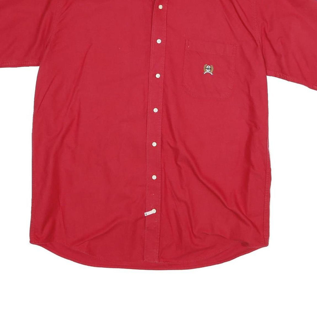 CINCH Mens Red Casual L Cotton Shirt Short Sleeve Button Pocket